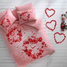 Taç Glow Roses Pembe Parlayan Çift Kişilik Nevresim Takımı