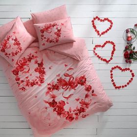 Taç Glow Roses Pembe Parlayan Çift Kişilik Nevresim Takımı