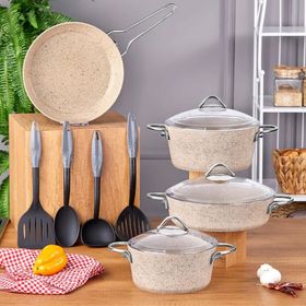 Taç Grand 11 Parça Cappuccino Granit Tencere Seti