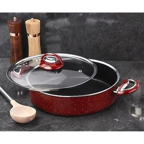 Taç Granit 24cm Kırmızı Basık Tencere