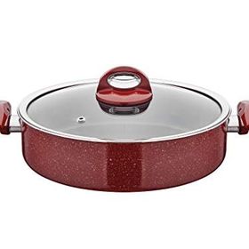 Taç Granit 26 cm 3.4 mm Yapışmaz Petek Doku Cam Kapak Basık Tencere