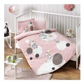 Taç Happy Moon Pamuklu Pembe Bebek Nevresim Takımı Seti