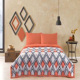 Taç Harlow Turuncu 200 x 220 cm Battaniyeli Çift Kişilik Winter Set