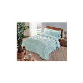 Taç Helena Su Yeşili Jakarlı Comfort Tek Kişilik Pike Takımı