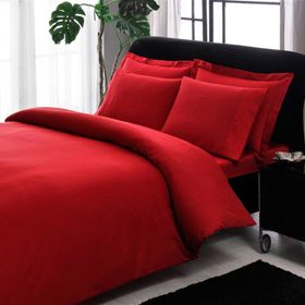 Taç Kırmızı Premium Basic King Size Pamuk Saten Nevresim Takımı