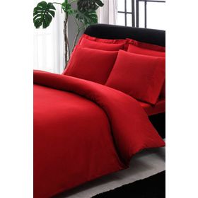 Taç Kırmızı Premium Basic King Size Pamuk Saten Nevresim Takımı