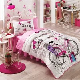 Taç Kristal Cute Girls Tek Kişilik Uyku Seti