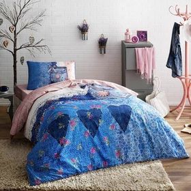 Taç Lacy Mavi Tek Kişilik Genç Modası Pike Takımı