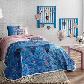 Taç Lacy Mavi Tek Kişilik Genç Modası Pike Takımı