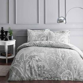 Taç Leonardo Saten Gri Çift Kişilik Nevresim Takımı Set