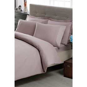 Taç Lila Premium Basic King Size Pamuk Saten Nevresim Takımı