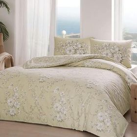 Taç Lily Ranforce Bej Çift Kişilik Nevresim Takımı