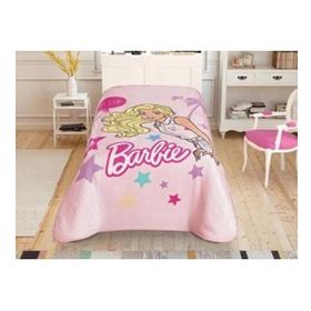 Taç Lisanslı Barbie Pembe Tek Kişilik Yatak Örtüsü