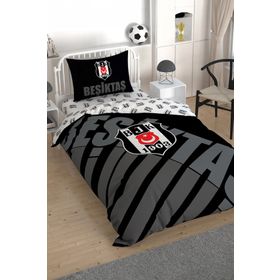 Taç Lisanslı Beşiktaş Siyah Logo Tek Kişilik Nevresim Takımı