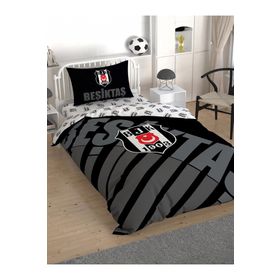 Taç Lisanslı Beşiktaş Siyah Logo Tek Kişilik Nevresim Takımı