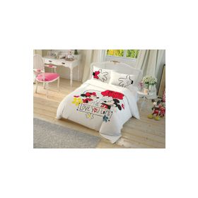 Taç Lisanslı Çek Canlandır Minnie ve Mickey Çift Kişilik Nevresim Takımı