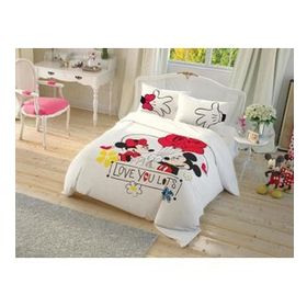Taç Lisanslı Çek Canlandır Minnie ve Mickey Çift Kişilik Nevresim Takımı