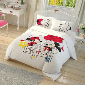 Taç Lisanslı Çek Canlandır Minnie ve Mickey Çift Kişilik Nevresim Takımı