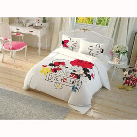 Taç Lisanslı Çek Canlandır Minnie ve Mickey Çift Kişilik Nevresim Takımı