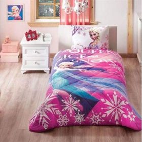 Taç Lisanslı Disney Frozen Glitter Tek Kişilik Yatak Örtüsü Seti
