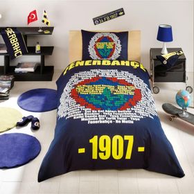Taç Lisanslı FB Fenerbahçe Marşlı Logo Tek Kişilik Nevresim Takımı
