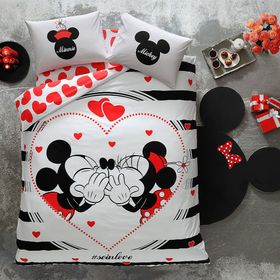Taç Lisanslı Minnie Mickey Çift Kişilik Nevresim Takımı