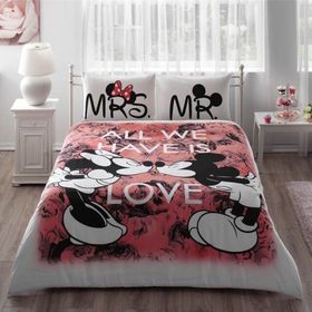 Taç Lisanslı Minnie Mickey Çift Kişilik Nevresim Takımı