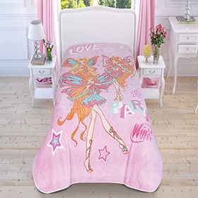 Taç Lisanslı Polyester Winx Love Çok Renkli Tek Kişilik Battaniye