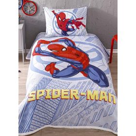 Taç Lisanslı Spiderman Justice Pamuk Tek Kişilik Pike Takımı