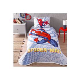 Taç Lisanslı Spiderman Justice Pamuk Tek Kişilik Pike Takımı