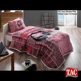 Taç Listen Pembe Tek Kişilik Genç Modası Pike Takımı