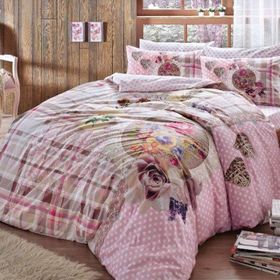Taç Livia Pembe Çift Kişilik Nevresim Takımı