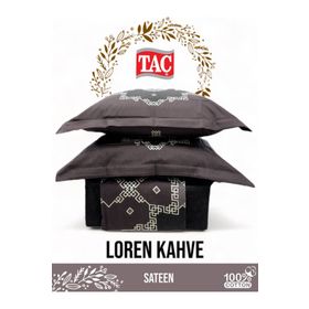 Taç Loren Pamuk Saten Kahve Çift Kişilik Nevresim Takımı