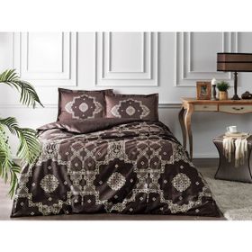 Taç Loren Saten Kahve 200 x 220 cm Çift Kişilik Nevresim Takımı