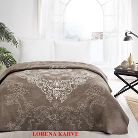 Taç Lorena Kahve Çift Kişilik Pamuk Battaniye