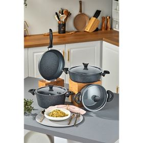 Taç Master Cook 4'lü 7 Parça Uzay Grisi Granit Tencere Seti