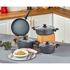 Taç Master Cook 4'lü 7 Parça Uzay Grisi Granit Tencere Seti