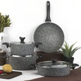 Taç Master Cook 4'lü 7 Parça Uzay Grisi Granit Tencere Seti