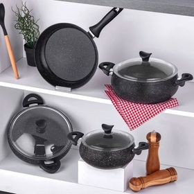 Taç Master Cook Tombik 7 Parça Siyah Tencere Seti