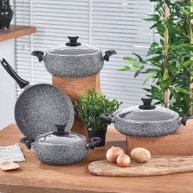Taç Master Cook Tombik Uzay Grisi 7 Parça Tencere Seti