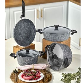 Taç Mastercook 3455 7 Parça Gri Tencere Takımı