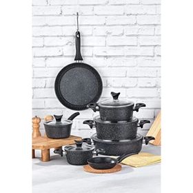 Taç Mastercook 7 Parça Siyah Granit Tencere Seti