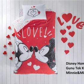 Taç Minnie Mickey Lovely Lisanslı Tek Kişilik Nevresim Takımı