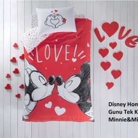 Taç Minnie Mickey Lovely Lisanslı Tek Kişilik Nevresim Takımı