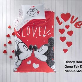 Taç Minnie Mickey Lovely Lisanslı Tek Kişilik Nevresim Takımı