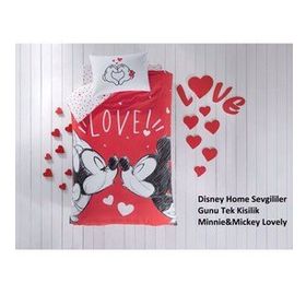 Taç Minnie Mickey Lovely Lisanslı Tek Kişilik Nevresim Takımı