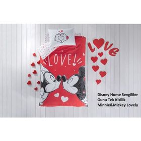 Taç Minnie Mickey Lovely Lisanslı Tek Kişilik Nevresim Takımı