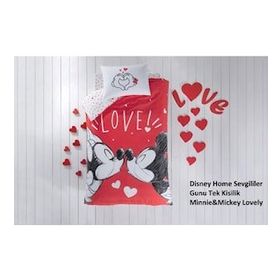 Taç Minnie Mickey Lovely Lisanslı Tek Kişilik Nevresim Takımı