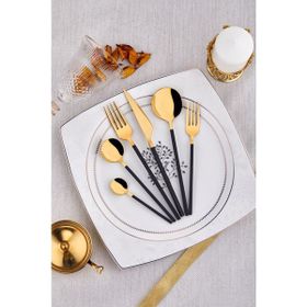 Taç Morena 36 Parça Siyah Gold Çatal Kaşık Bıçak Seti
