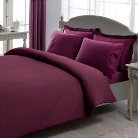Taç Mürdüm Çift Kişilik Premium Basic Stripe Saten 200 x 220 cm Nevresim Takımı